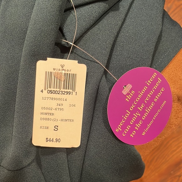 Windsor dark green floor length off the shoulder gown with slit - Picture 4 of 6